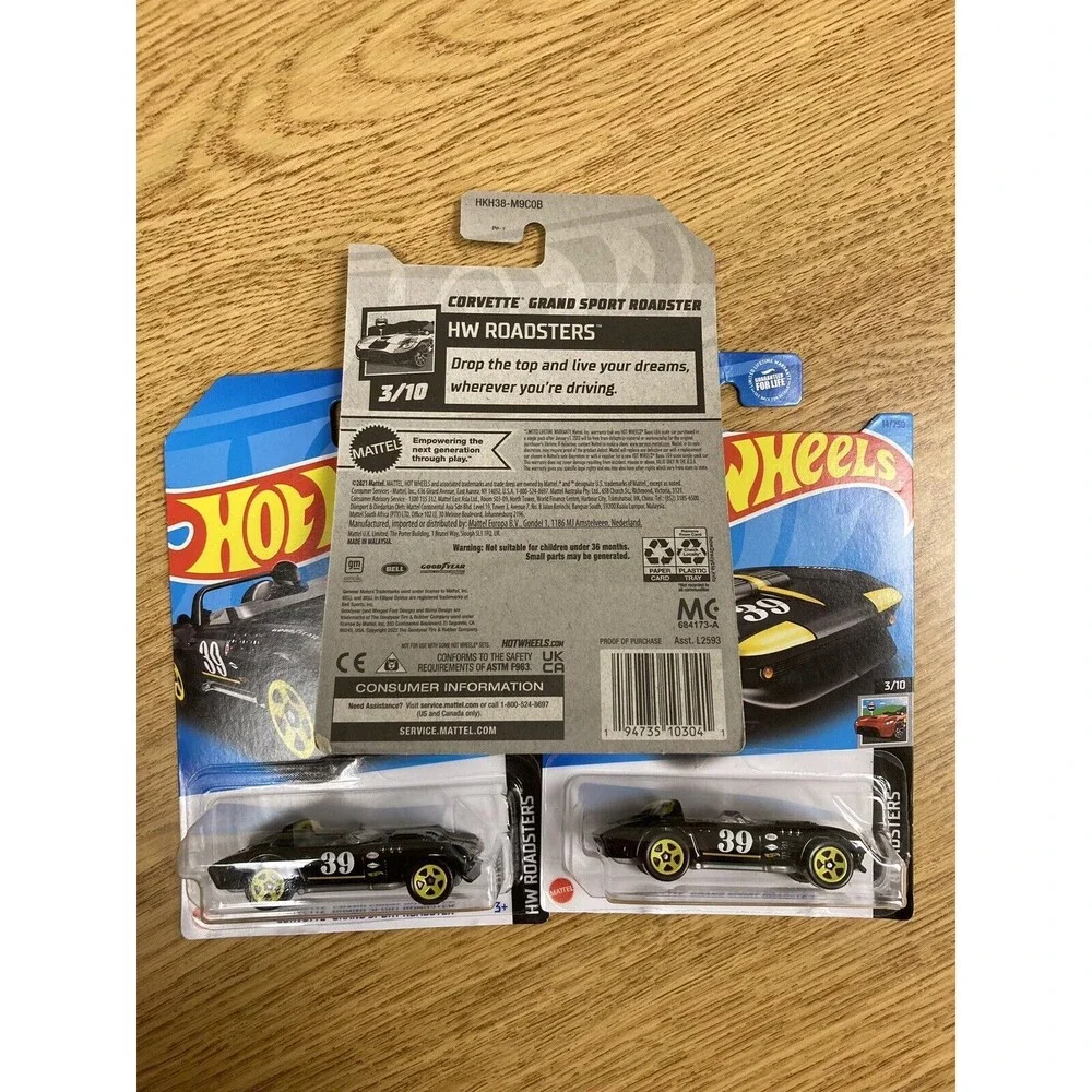 Hot Wheels (3)- 2023 HW Roadsters Black Corvette Grand Sport Roadster 14/250